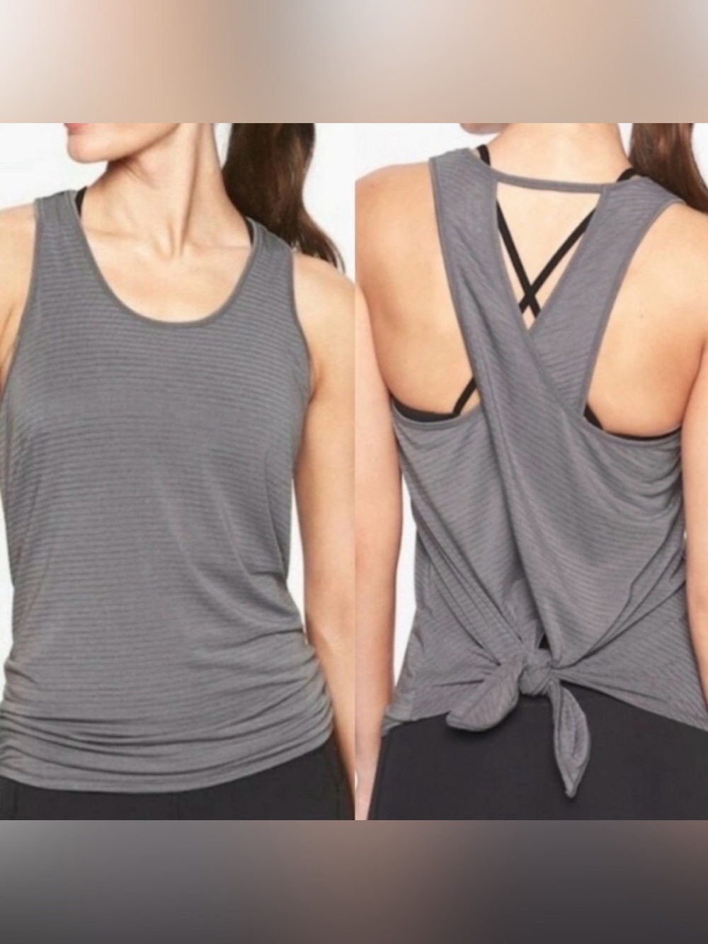 Athleta Gray Women's Essence Tie Back Tank Top - X-SMALL